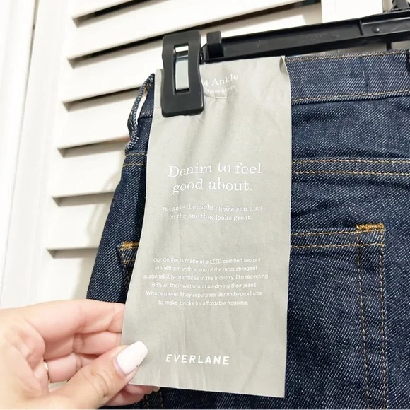 NEW Everlane Dark Indigo Mid Rise Skinny Ankle Jeans Size 24 - Picture 8 of 10